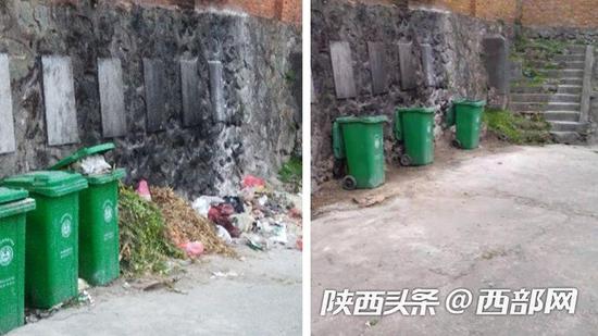 网友反映略阳县接官亭镇何家岩社区垃圾堆积,反映当日社区将垃圾清理。
