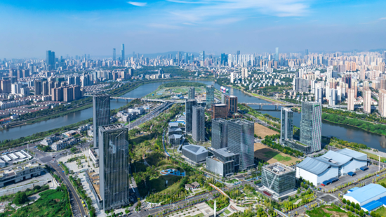 马栏山视频文创产业园核心新建区航拍。