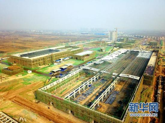 機場線藝術(shù)中心車輛段施工現(xiàn)場鳥瞰圖