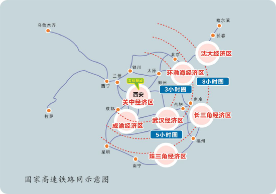 ▲西安高铁新城全国站位图