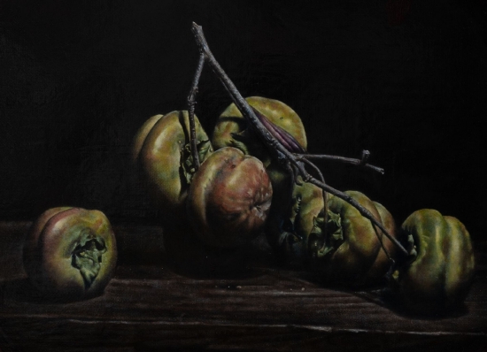 《柿境》&nbsp; 布面油画&nbsp; &nbsp;45x45cm