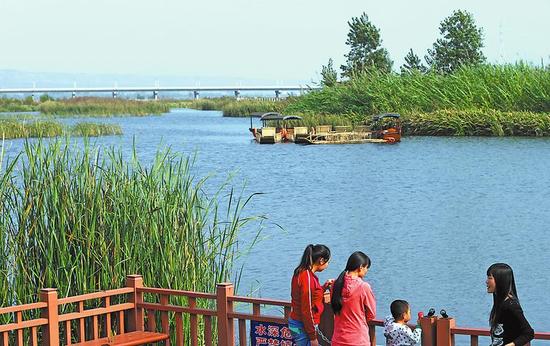 位于渭河岐山段北岸的岐渭水利風(fēng)景區(qū)。 本報記者 母家亮攝