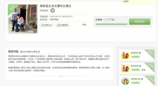新浪陕西发起微公益帮助盲女杨希,953名网友不到两天捐款两万余元