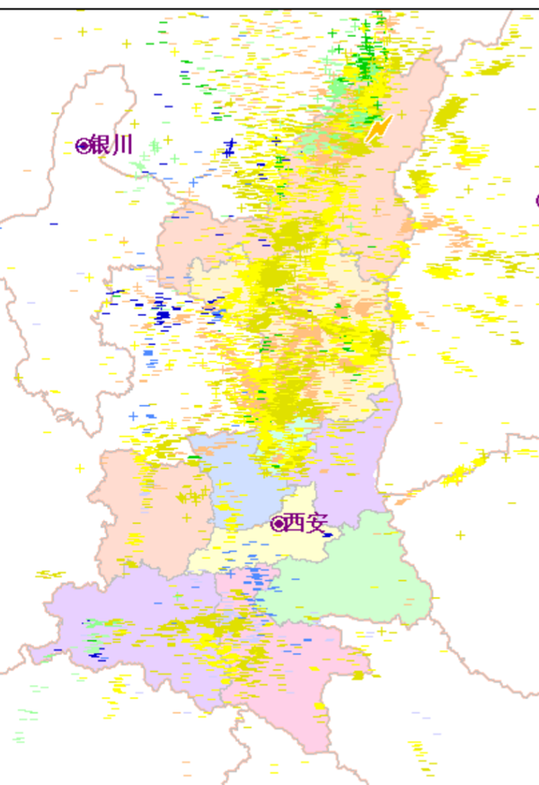 陕西多地迎来7月最强雷电过程，雷电分布极广。