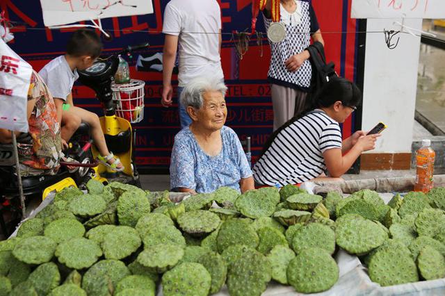 西安90岁老人天天出摊卖莲蓬 挣钱贴补三个儿子
