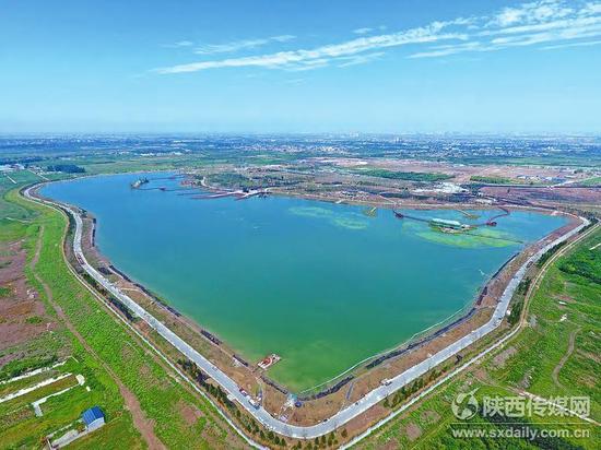 斗門水庫（昆明池）試驗段（一期“七夕公園”）707畝水面俯瞰。