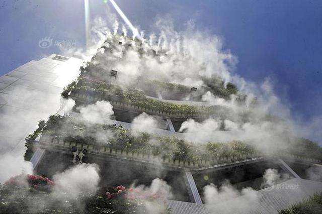 西安10层高楼成网红 垂直绿化“仙气飘飘”