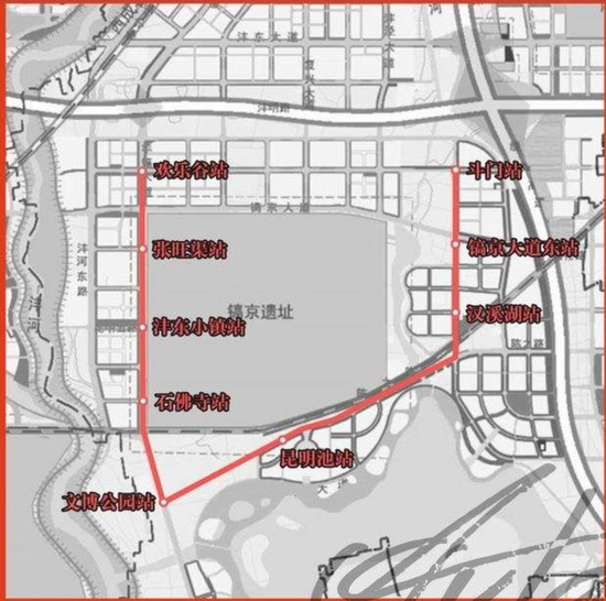 △结合招标、西咸新区官方资料,网友制作出了昆明池智轨接驳线具体线路图(参考)
