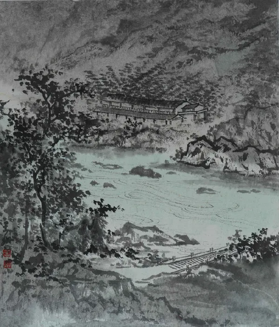 王珊 《桐木关百年制茶青楼》34cm×39cm