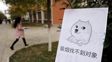 太魔性！西安一高校挂满禁烟表情包