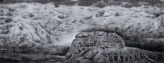 《陕北雪原》 水墨 145cm×368cm 2015年