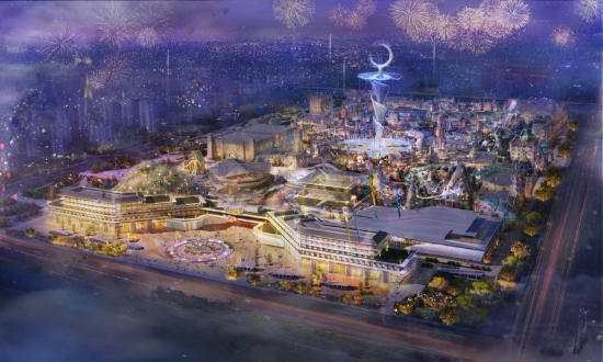 丝路欢乐世界夜景鸟瞰图