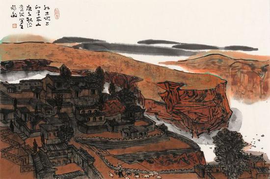 《红土地上的李家山》68x45cm