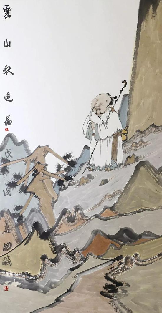王国斌 《云山秋色图》 135×70cm