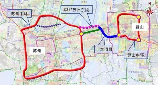 这段路建成后,苏州中环与昆山中环,就能实现“环环相扣”。从园区到昆山城区,半小时就能到!