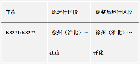 调整经由列车(经由衢九铁路运行)