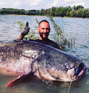 意大利渔民钓起121公斤巨型鲶鱼