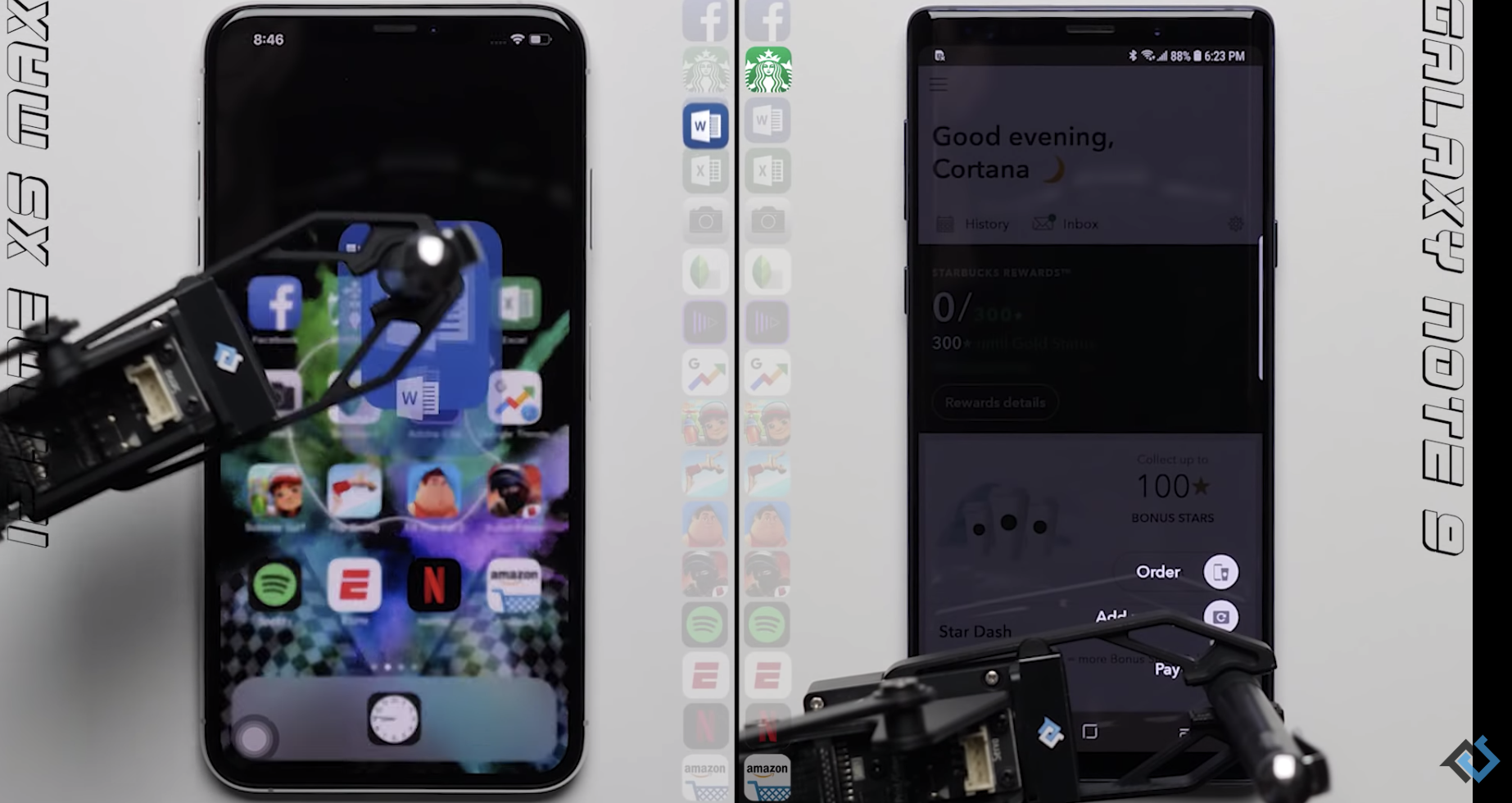 iPhone XS Max vs. Galaxy Note 9应用打开接力赛
