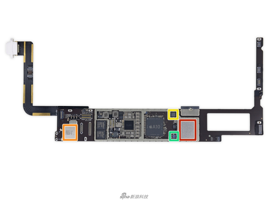 ipad2018主板图解,ipad2018主板高清图 主板全貌:a10处理器,2gb ram,跟iphone 7一个配置,但触控部分跟ipad