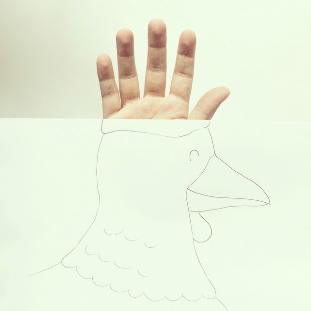 简笔画跟手指的结合 惟妙惟肖的手指动物