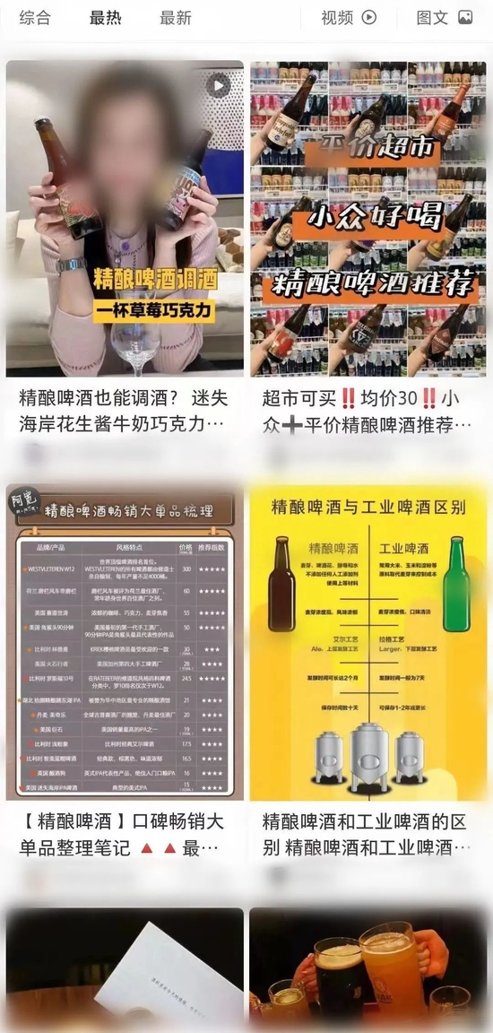 图 / 精酿啤酒相关笔记 来源 / 小红书 燃财经截图