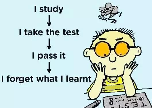 我学习→我考试→我过了→我忘了我学的东西。图片来源:blogspot.com
