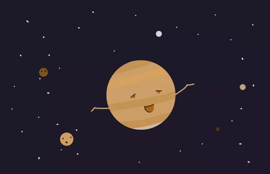 至于一觉醒来多了12颗新卫星的木星本尊，此刻情绪应该非常平静——“它们本来就都是我的星嘛！” 图片来源：小柒编辑的手绘