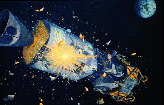 阿波罗13号飞船服务舱在奔月途中爆炸示意图