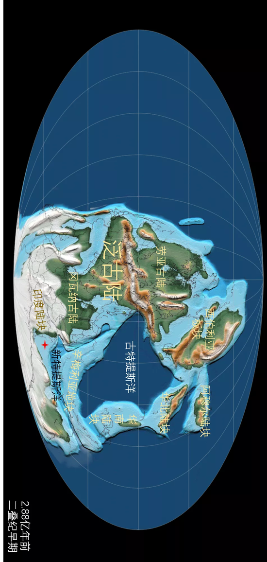  2.88亿年前二叠纪中早期的全球古地理复原图