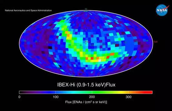 IBEX数据绘制的高能通量分布图。