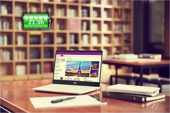 图为LG gram 14Z980白色款 一次充电使用21.5h