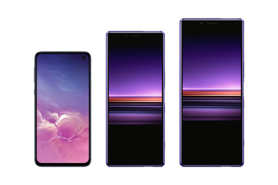三星Galaxy S10e、索尼Xperia 10 Plus、索尼Xperia 10 Ultra渲染图