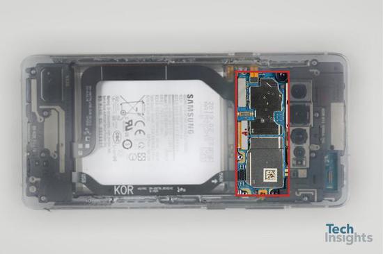 ▲ 三星 Galaxy S10 5G 版同样采用了复式主板设计。 图片来自:TechInsights