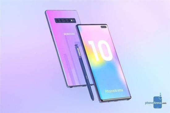 三星Note10高清渲染图(图源Phone Arena)