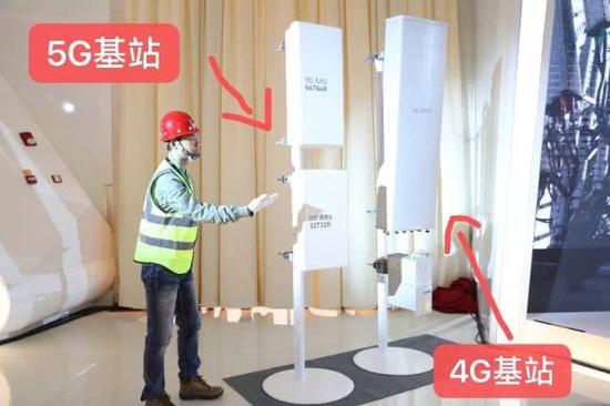 华为展示的5G基站,体积比4G小一半