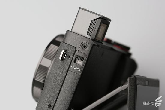 佳能PowerShot G5 X Mark II相机侧面的取景器释放开关