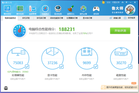 鲁大师检测结果