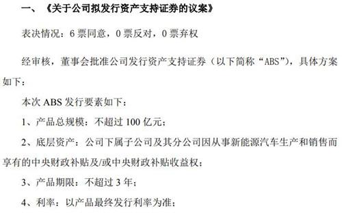 比亚迪拟发行规模不超过100亿元资产支持证券