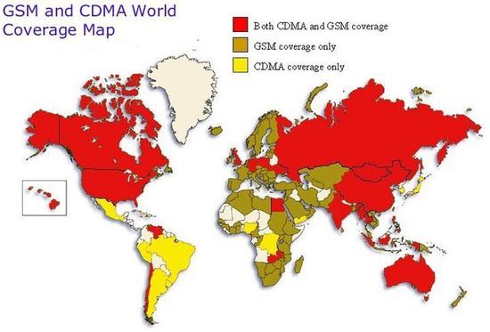 CDMA在全球的份额相对较少