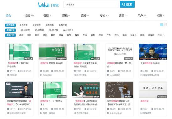 ▲在B站学?#26696;?#31561;数学不是梦