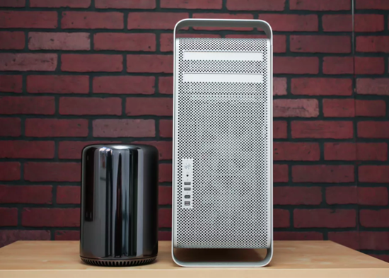 ▲ 2013 Mac Pro 和早期的 Mac Pro 专业版。 图片来自:Sarah Tew / CNET