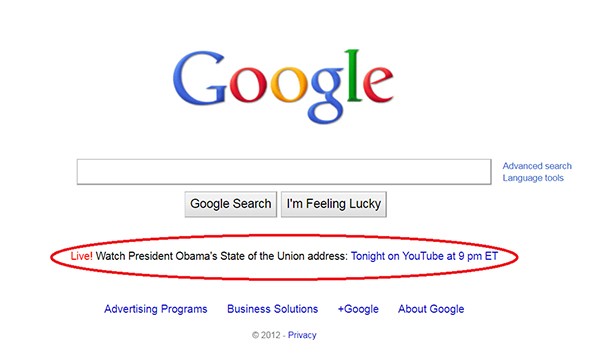 根据快照，谷歌首页确实在2012-2016年宣传了奥巴马的演讲。