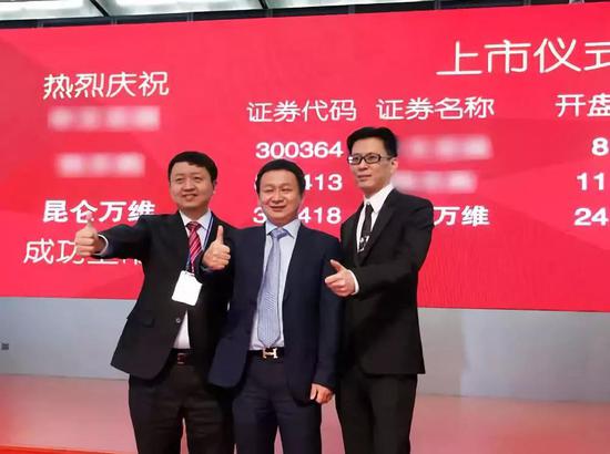 图:2015年昆仑万维上市,正中为周亚辉