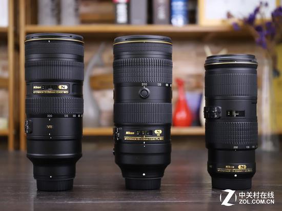 三枚镜头外观对比(左:大竹炮,中:电磁炮,右:小小