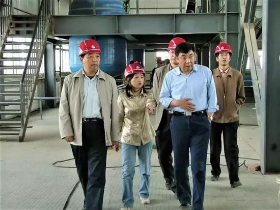 2006年青海省副省长马培华到东台视察工作时王敏在现场介绍项目进展情况