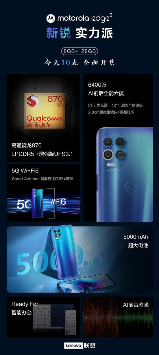 摩托罗拉edge,摩托罗拉edges pro 摩托罗拉edge s 8gb 128gb版本全面开售 2399元!
