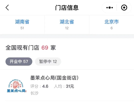 墨茉门店数量，图源窄门餐眼