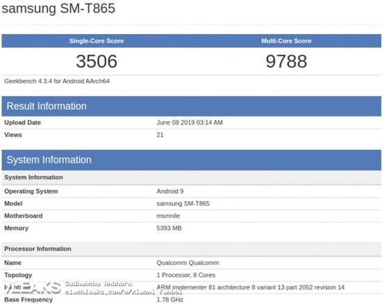 三星新款平板电脑现身GeekBench(图片来自互联网)