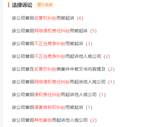 (脈脈相關法律訴訟,天眼查)