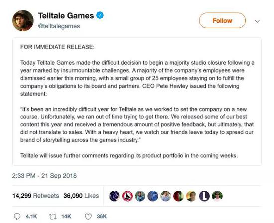 Telltale关门了 它曾出品最吸引人的章回体叙事游戏